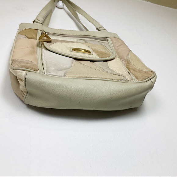 Vintage leather patchwork purse 80s 90s cream pink retro neutral beige white - Picture 5 of 12